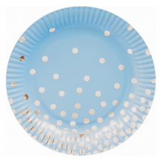 Тарелка, Голубая с серебряными точками, 6 штук, (18 см)