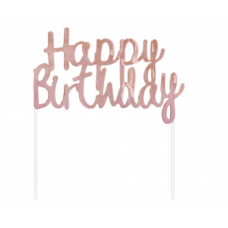 Papīra dekorācijas, Happy Birthday, Rozā zelts, (11X14 cm)