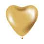 Латексный шар, Сердце, Золото, Хром, (30 cm)