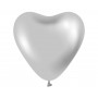 Латексный шар Сердце, Серебро, Хром, (30 cm)