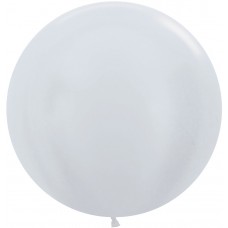 Латексный шар, Белый, Перламутр, (61 см)