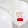 Lateksa balons, Peppa Pig & George, Balts, (30cm)