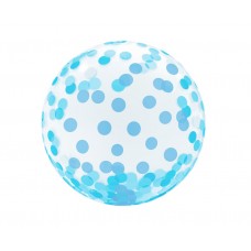 Caurspīdīga balons, Ar zila punktiņiem, (46 cm)