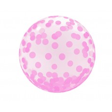 Caurspīdīga balons, Ar rozā punktiņiem, (46 cm)