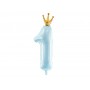 Цифра 1, Голубая, с короной, (90 см)