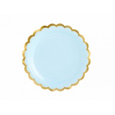 Šķīviši, Zils ar zeltam malām , 6 gb, (18 cm)