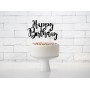 Tortes toppers, Happy Birthday, Melns, (22.5 cm)