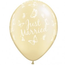 Lateksa balons ar zīmejumu, Just Married, (30 cm)