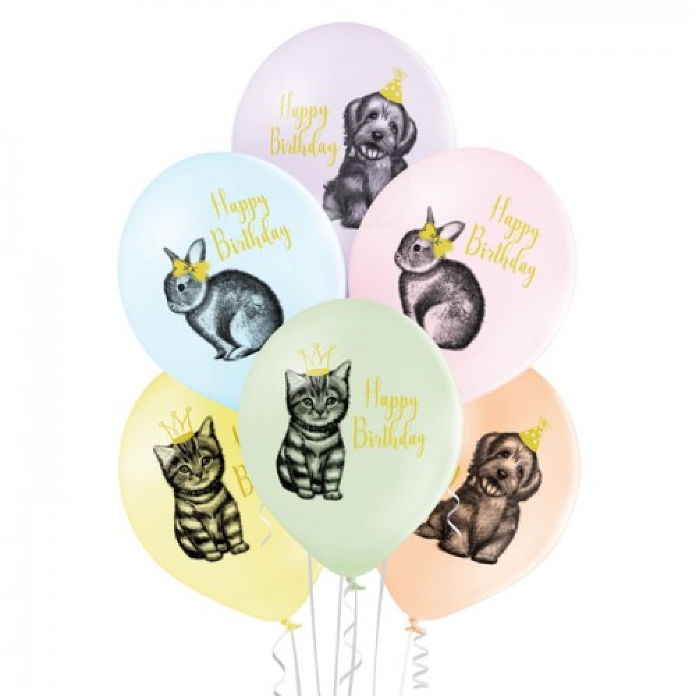 Lateksa balons ar zīmejumu, H B, Dzīvnieki, (30 cm)