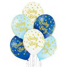 Lateksa balons ar zīmejumu, Baby boy, Pastel, (30 cm)