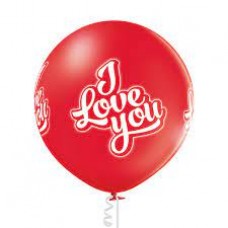 Lateksa balons, I Love You, Sarkans, (60 cm)