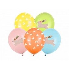 Lateksa balons ar zīmejumu, Zaķi, Daudzkrāsaini, (30 cm)