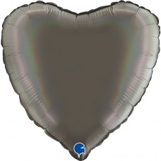 Сердце, Голографический, Platinum Grey, (46 см)