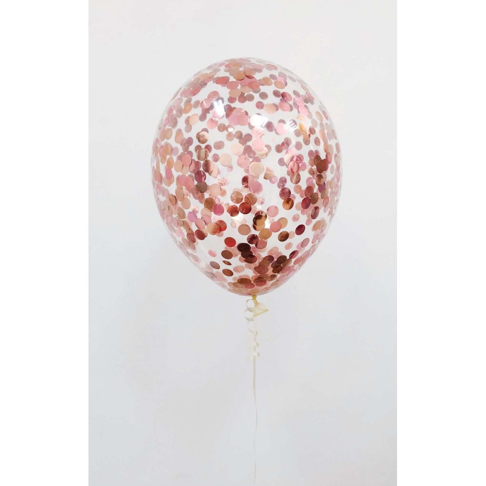 Balons ar konfeti, Rozā zelts, (30 cm)