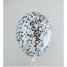 Balons ar konfeti, Melns, (30 cm)