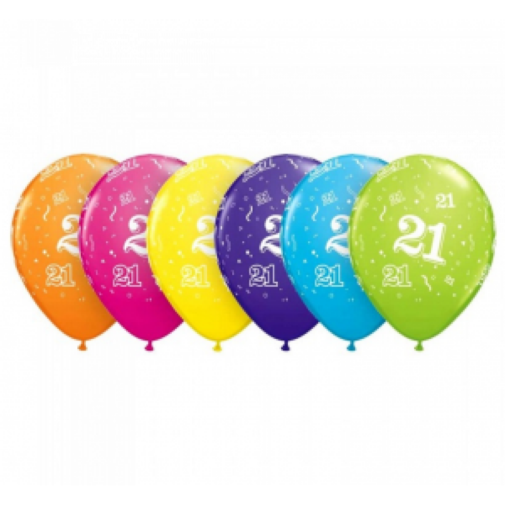 Lateksa balons ar zīmejumu, 21, (30 cm)