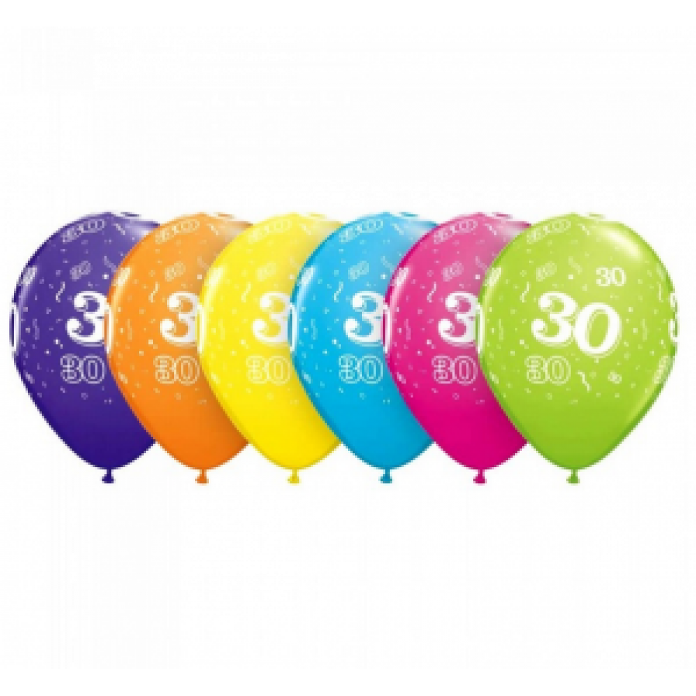 Lateksa balons ar zīmejumu, 30, (30 cm)