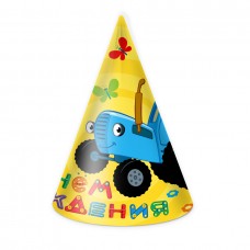 Papīra cepures, Zilais traktors, Daudz laimes dzimšanas dienā!, 6 gab.