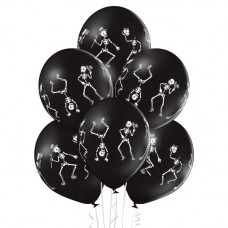 Lateksa balons ar zīmejumu, Dejojoši skeleti, (30 cm)