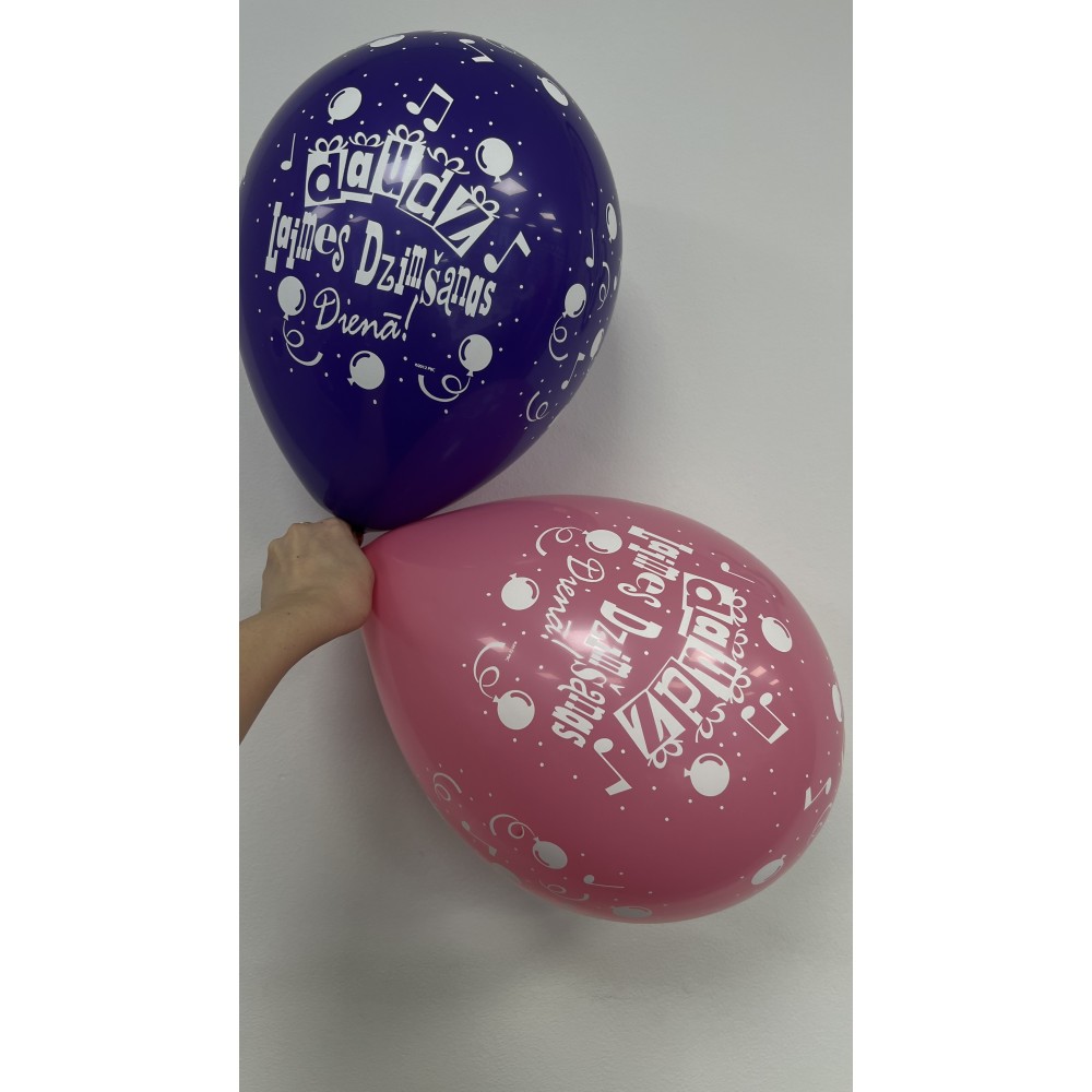 Lateksa balons ar zīmejumu, Daudz laimes dzimšanas dienā!, (30 cm)