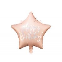 Zvaigzne, Happy Birthday, Gaiši rozā, (40 cm)