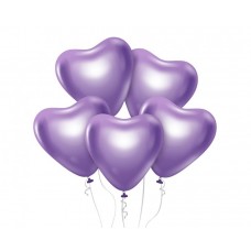 Lateksa balons, Hrom, Sirds, Violets, (30 cm)