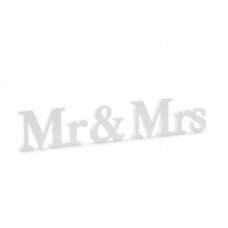 Koka burti Mr&Mrs, Balts, (50x9.5 cm)
