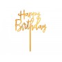 Украшение для торта, Happy Birthday, Золото, (14х10 см)