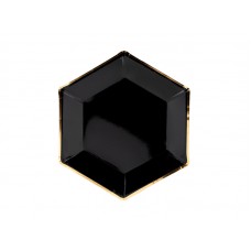 Šķīvīši, Melns ar zelta apmali, 6 gb, (23cm)