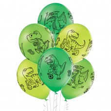 Lateksa balons ar zīmejumu, Dinozaurs, Zaļš miks, (30 cm)