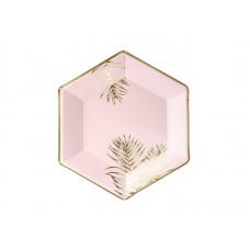 Šķīviši, Gaiši rozā ar lapas, 6gb, (23cm)