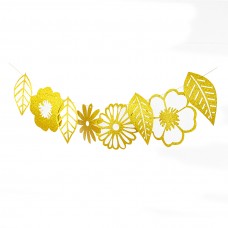 Гирлянда, Цветы и листья, Золото с блестками, (250 см)
