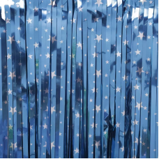Dekoratīvie aizkari, zvaigznes, tirkīza, metālisks (100x200 cm)