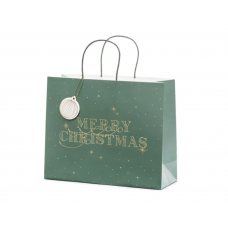 Dāvanu maisiņš, Priecīgus Ziemassvētkus, Tumši zaļš.