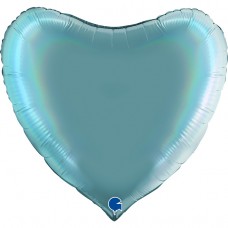 Сердце, Лазурно-голубой, Голография, (91 см)