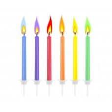 Свечи с разноцветным пламенем, 6 штук, (5 см)