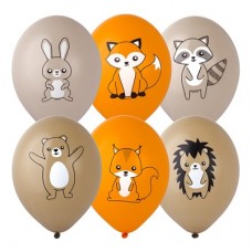 Lateksa balons ar zīmejumu, Meža dzīvnieki mix, (30 cm)