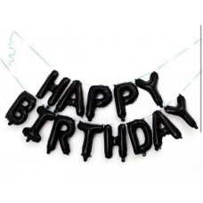 Balonu vīrtene, Happy Birthday,Melns, (300 cm)