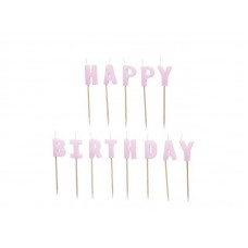 Sveces, Happy Birthday, Gaiši rozā, (4.5 cm)