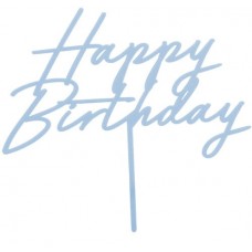 Topper, Happy Birthday, Gaiši zils, (18 cm)