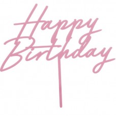 Topper, Happy Birthday, Rozā, (18 cm)