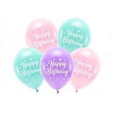 Lateksa balons ar zīmejumu, Happy Birthday, Meitenei, (30 cm)