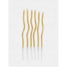 Sveces, Zelts, Viļņainas, 6 gab, (15 cm)