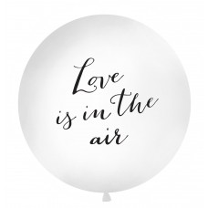 Латексные шар, Pastel White, Love is in the air, С черными буквами, (1 м)