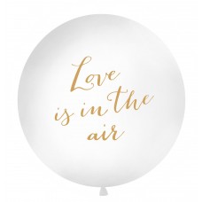 Латексные шар, Pastel White, Love is in the air, С золотыми буквами, (1 м)