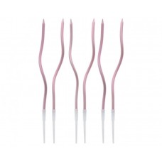 Sveces, Rozā zelts, Viļņainas, 6 gab, (16 cm)