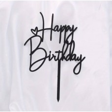 Топпер, Happy Birthday, Черный, (14 cм)