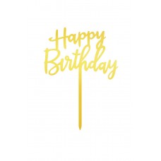 Топпер, Happy Birthday, Золото, (12 см)