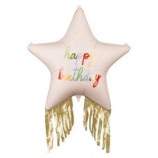 Звезда, Happy Birthday, Бежевая, (79 см)