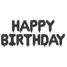 Гирлянда из шаров, Happy birthday, Чёрный матовый, (340 см)